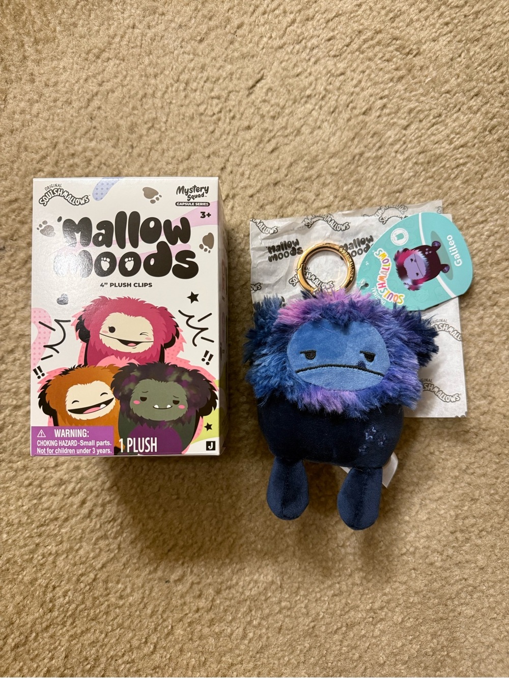 Squishmallows Mallow Moods Mystery Squad 4" Plush Clip Galileo CHASE VHTF